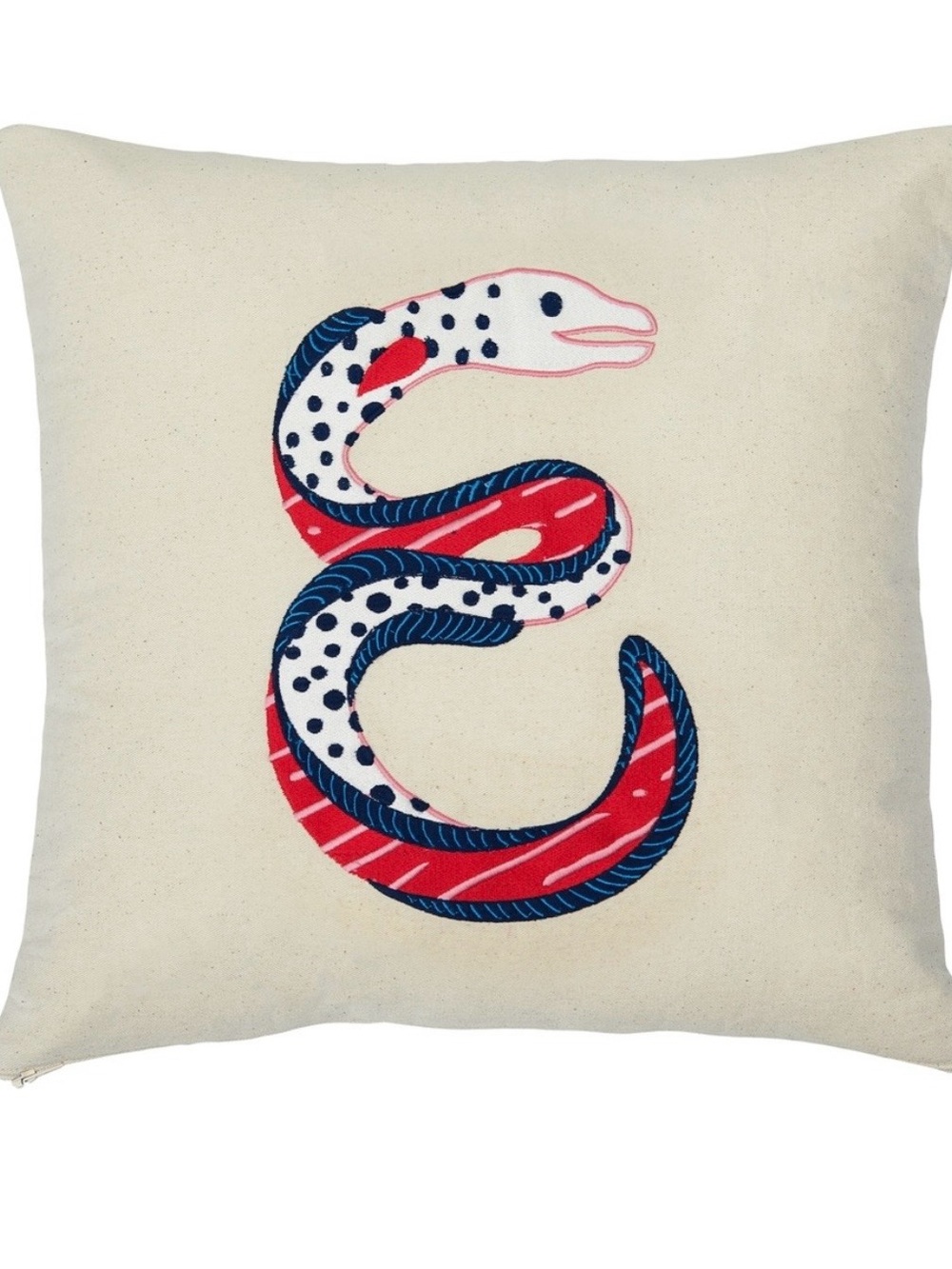 Red & Navy E is for Eel Accent Pillow